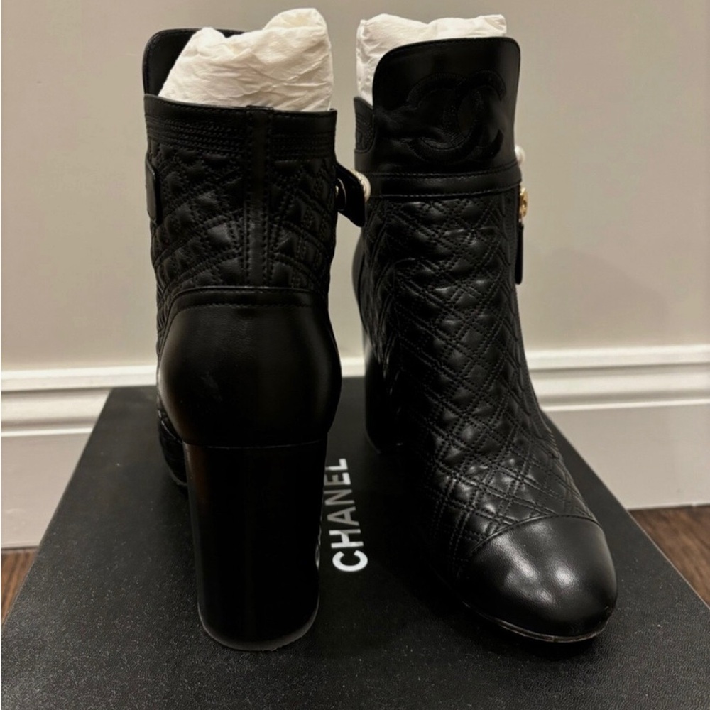 Chanel Lambskin Quilted Ankle Boots - Picture 6 of 6